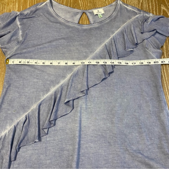 Susina Womens XL Top Asymmetrical Ruffle Keyhole Flutter Coastal Whimsical Flowy - Picture 7 of 10